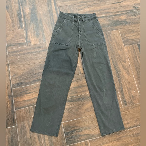 American Eagle Outfitters Pants - American Eagle Washed black/grey High-Waist Straight leg utility pants/jeans 000